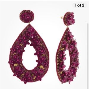 NWT DEEPA BY DEEPA GURNANI Handmade India Beaded Flower Statement Earrings Pink